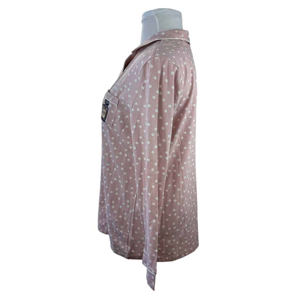 NWT Soma Embraceable Pj Top Perfume Sequin Pocket Pink White Circle Print XL - Picture 7 of 11
